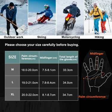 Обогріваючі рукавички Loowoko з акумулятором 7.4v 3000mAh (2 шт.), 3 режими нагріву, водонепроникні, з підтримкою сенсорного екрану, USB для роботи на відкритому повітрі, мотоцикла, велосипеда, катання на лижах, альпінізму, піших прогулянок