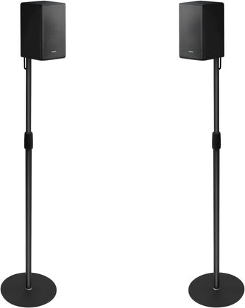 Підставка для колонок, регульована по висоті, для колонок до 73-140 см, 2 шт., для сателітів до 5 кг, інтегроване кабельне управління, універсальна (чорний)