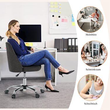 Офісний стілець Refined Living без підлокітників, комп'ютерний стілець на роликах, ергономічний, до 113 кг, темно-сірий