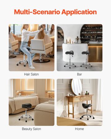 Сідло-стілець VEVOR для стоматологів, салонів, лабораторій. Регульована висота 460-605 мм, вантажопідйомність 181 кг, розмір 54x54x71 см