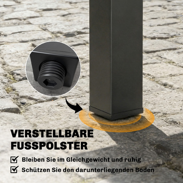 Розсувний садовий стіл 80/160 x 80 см, алюмінієвий обідній стіл на 4-6 осіб, прямокутний зі спинчастим верхом