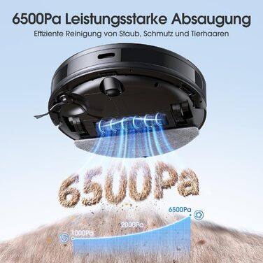 Робот-пилосос BPMIO з функцією миття підлоги та станцією самоочищення, потужність всмоктування 6500Pa, навігація LiDAR, час роботи 180 хвилин, ідеально підходить для шерсті тварин, килима та твердих підлог (B40 Plus)
