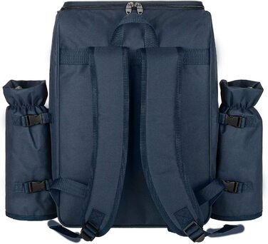 Рюкзак для пікніка Andora на 4 особи з інтегрованою сумкою-холодильником, зелений, з аксесуарами (темно-синій, білий)