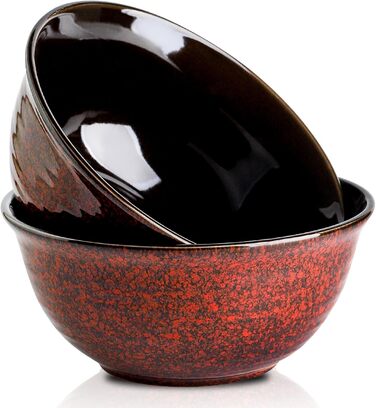 Набір керамічних мисок для перемішування Hasense, 2.1/1.0/0.5 Qt, ручної роботи, для салату, приготування їжі, зберігання та випікання, мікрохвильова та посудомийна машини, з додаванням глини, білий (84 унції, червоний/подорож, однотонний)