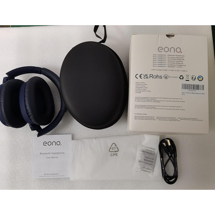 Навушники-вкладиші Eono ANC Bluetooth, Мультирежим, AUX, Мікрофон, Акумулятор 40 год, М'які подушечки (Синій)