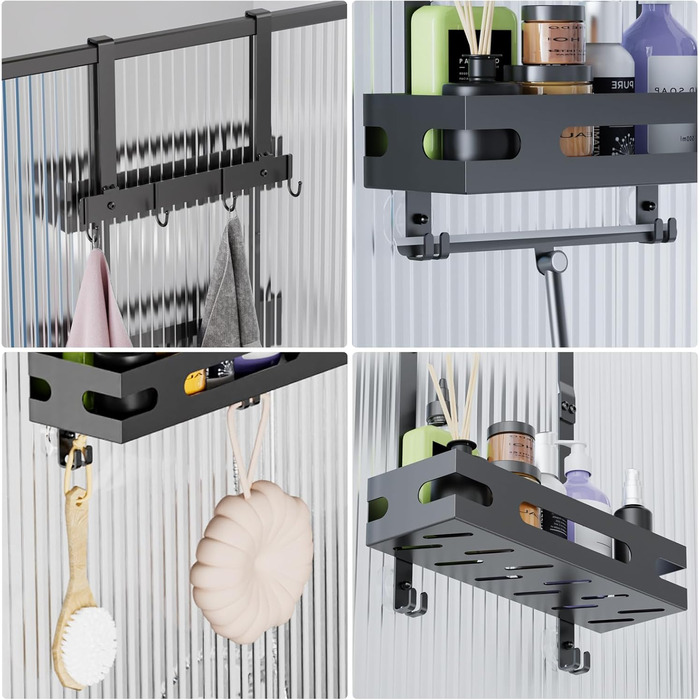 Настінна поличка для душу YEAUPE PRO з 3 ярусами – органайзер для ванної кімнати без свердління, чорний, до 18 кг