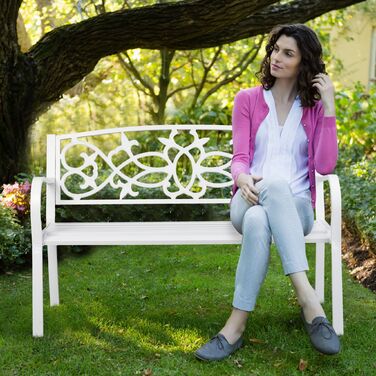 Relaxdays Вінтажна садовая лавка білого кольору