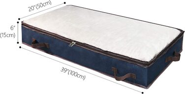 Складні сумки для зберігання під ліжком з прозорим вікном, ручками, застібкою-блискавкою, ковдрами, стьобаними ковдрами, органайзер для шафи в спальні, 100 * 50 * 15 см, (темно-синій), 2 шт.