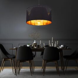 Підвісний світильник Globo підвісний світильник чорний обідній стіл золотий круглий світильник для вітальні, текстиль метал чорний, цоколь E27, ДхВ 38x120 см