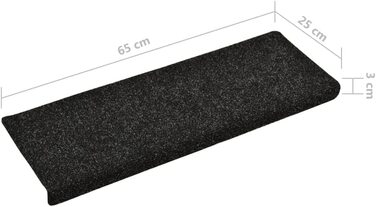 Килимок для сходів VidaXL 15 шт. з самоклеючими точками Килимки для ступенів Килимки для сходів Килимок для сходів захисний килимок для сходів голчастий фліс 65x25 см (5 шт., чорний)