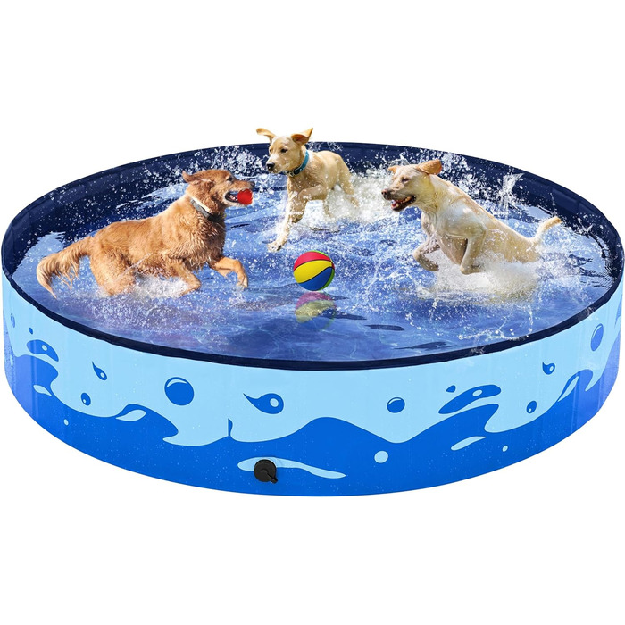 Басейн для собак Yaheetech, Басейн 180 х 30 см, Басейн для собак, Басейн для собак, Складний басейн Ванна Водний басейн, (Ocean Blue, XXL - 160 x 30 см)