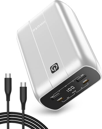 Вт, 20000 мАг Power Bank Швидка зарядка PD3.0 Зовнішній акумулятор мобільного телефону Портативний зарядний пристрій з 4 портами Цифровий дисплей X4G-Silver, 100