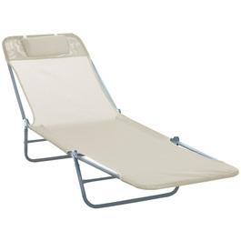 Outsunny Sun Lounger Садовий шезлонг Relax Lounger 4 кольори кремовий, складний і стійкий до погодних умов для саду, балкона, тераси