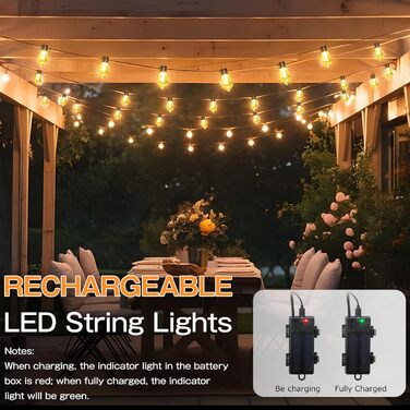 Ланцюжок прикрас для саду на батарейках G30, 9м, 20 LED, тепле світло, з пультом, таймером, димеруванням, IP64, для саду, Різдва, балкону, бістро