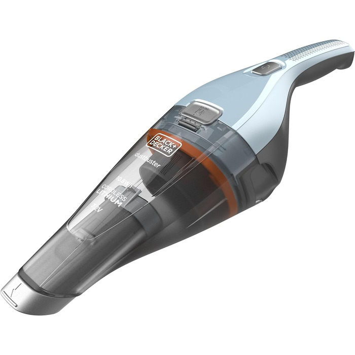 Акумуляторний ручний пилосос BlackDecker NVC215WA-QW Dustbuster (без мішка - акумуляторний пилосос 7,2 В пилосос без мішка з щілинною насадкою, щіткою для м'яких меблів і зарядною док-станцією з настінним кріпленням), 385 мл (небесно-блакитний, унікальний