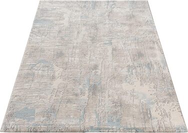 Дизайнерський килим Mynes Home в бежево-сіро-блакитному кольорі / 80x150 см / 3D вінтажна структура / абстрактна ромбовидна структура / м'який і зносостійкий 80 x 150 см абстрактний кремовий / блакитний
