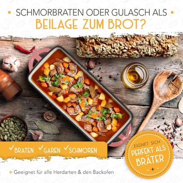 Форма для випікання хліба з емальованого лиття заліза з кришкою та кошиком для підйому тіста - 28 см, рожева