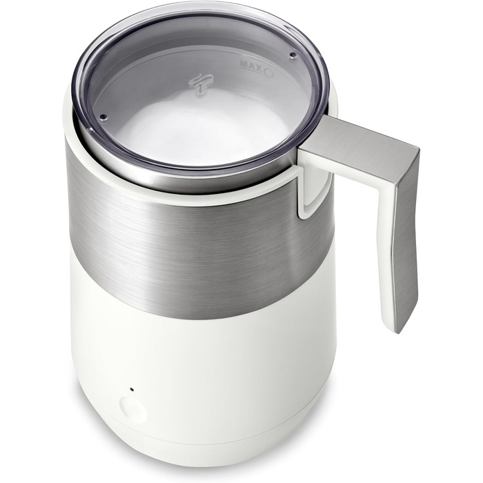 Тчібо Індукційний спінювач молока, без пригорання, миється в посудомийній машині, теплий та холодний молочний пінок, для лате макіато, капучино та какао, кремовий білий