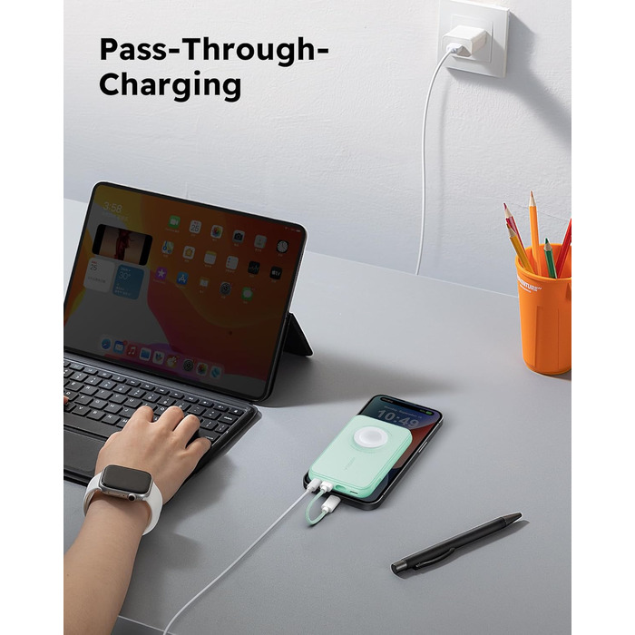 Вт PD, 10000 мАг, з функцією зарядки від Apple Cable & Watch, 2 шт. USB-C, LED-дисплей, 20