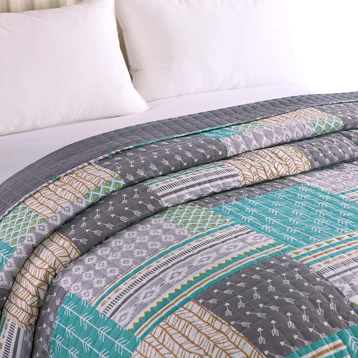 Покривало для ліжка WOLTU 220x240 см сіро-зелене