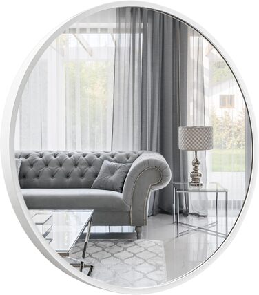 Круглий настінний дзеркало GOLD&CHROME: великий, 50x50 см, з гарантією 2 роки. Ідеально для ванної кімнати та макіяжу. Алюмінієвий, декоративний, великий дзеркало для ванної кімнати.