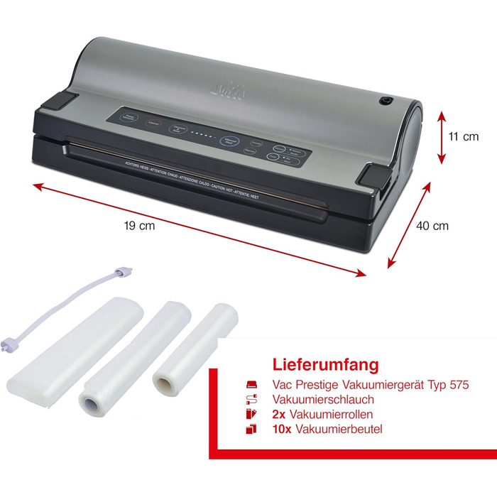 Вакууматор Solis Vac Prestige 575 для продуктів харчування з функціями імпульсної паяння та маринування