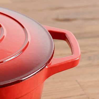 Чавунна жаровня-Жаровня з кришкою в червоному градієнті - 12 см / 0,6 л-емальована-Жаровня-Голландська духовка-для a