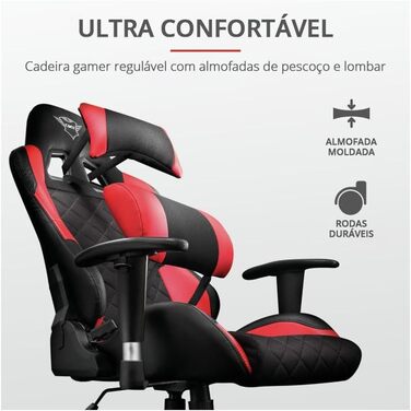 Ігрове крісло Trust Gaming GXT 707R Resto, обертання на 360, регулювання висоти, металева рама, червоний