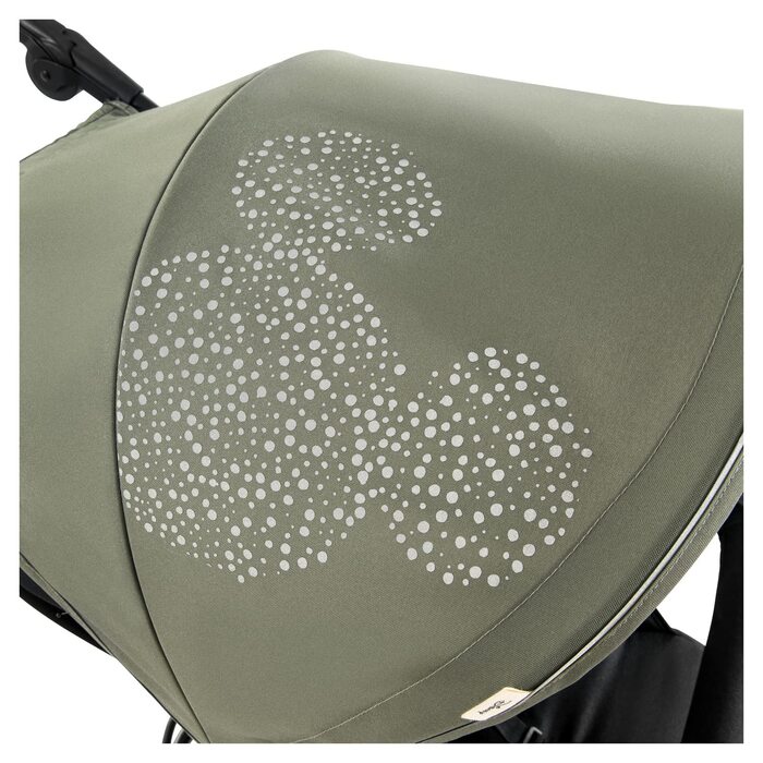 Дитяча коляска Hauck Robuster Runner 2 з великими повітряними колесами, амортизацією, захистом від сонця SPF 50+, великим москітним вікном, регульованою ручкою та функцією лежання для дітей від народження до 22 кг, складана (Mickey Mouse Olive)