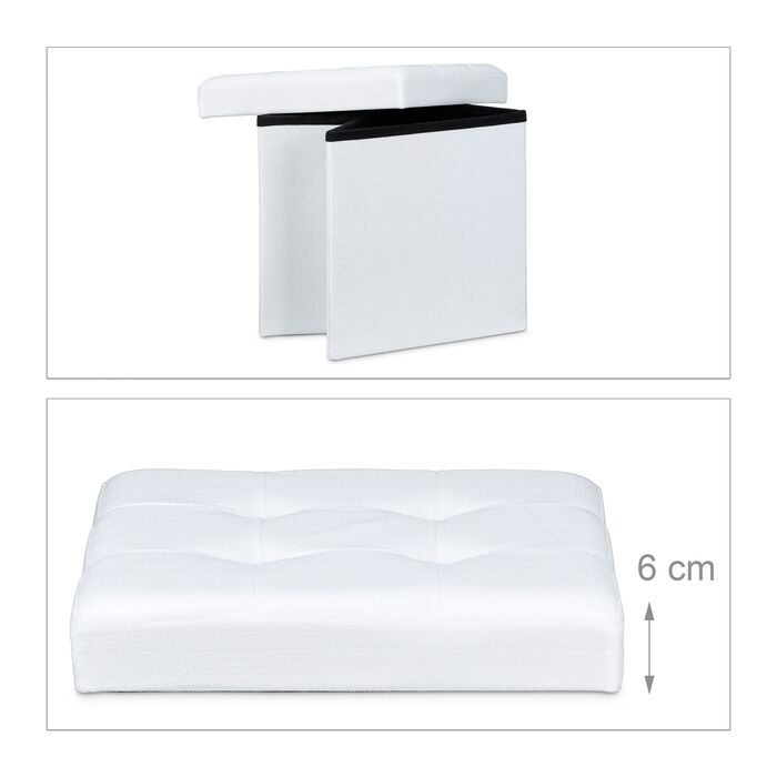 Relaxdays Складний табурет з місцем для зберігання, льон