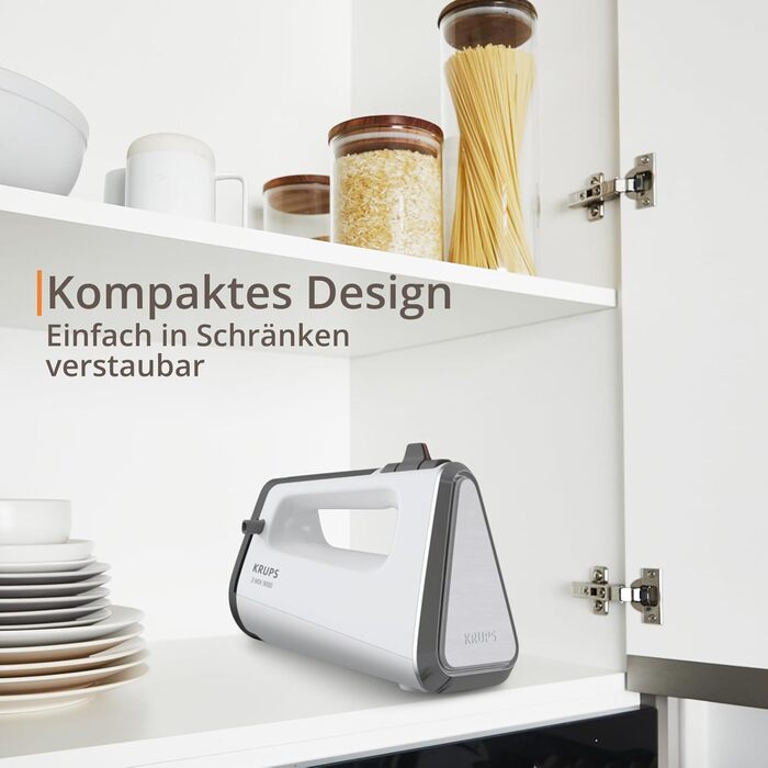 Міксер ручний Krups 3Mix 9000, 750 Вт, білий - з насадками для збивання та тіста