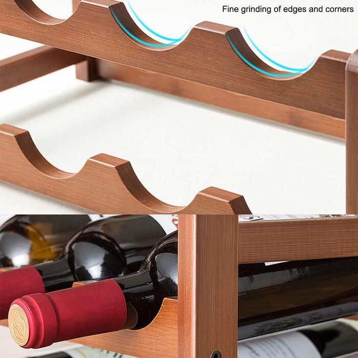 Стелаж для пляшок Tinyuet з бамбука, 4-рівневий, на 16 пляшок, 43x23x38 см