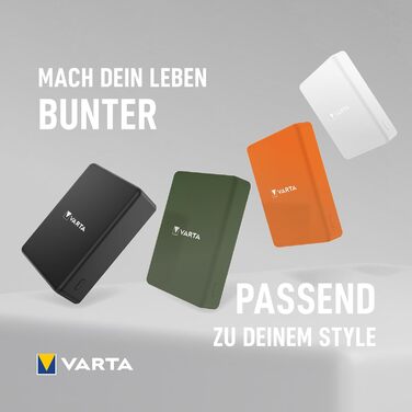 Повербанк і бездротовий зарядний пристрій VARTA 2in1, 15000 мАг, LED-дисплей, 4 пристрої, в т.ч. кабель USB-C, сірий