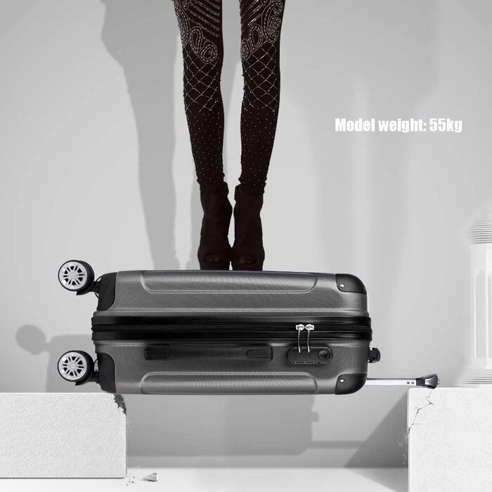 Набір валіз KONO Zwillingsrollen 3шт. (M-L-XL) з ABS-пластику сірого кольору