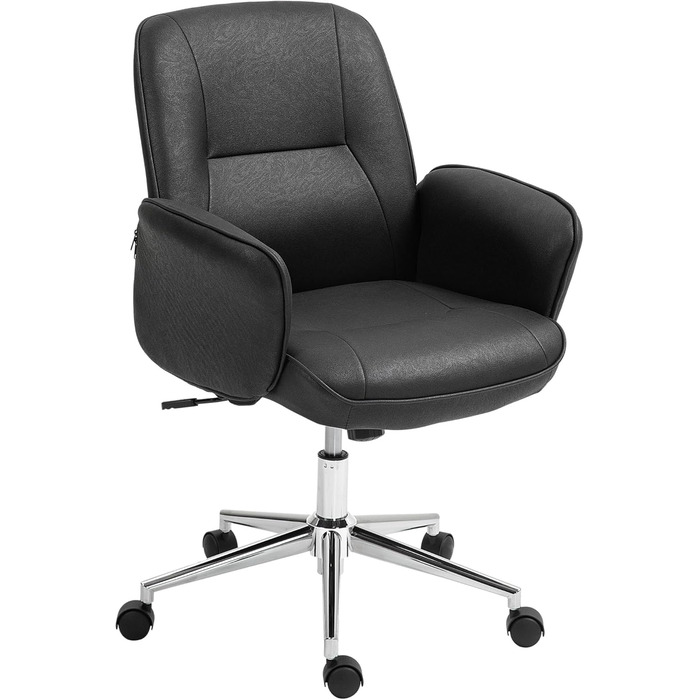 Крісло Vinsetto для офісу та дому: регульоване, поворотне, з функцією гойдання, мікрофібра, до 120 кг, чорне