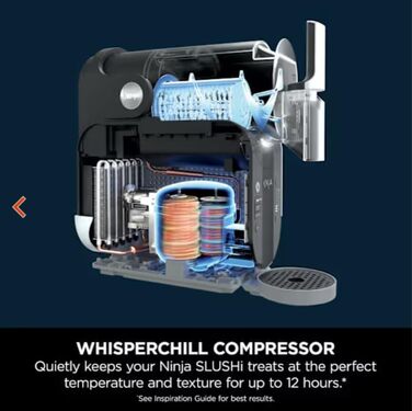 Машина для приготування смузі Ninja SLUSHi, для смузі, коктейлів, фраппе, молочних коктейлів та замороженого соку, без льоду, технологія WhisperChill, об'єм 1.9 л, Orange FS301EUOR