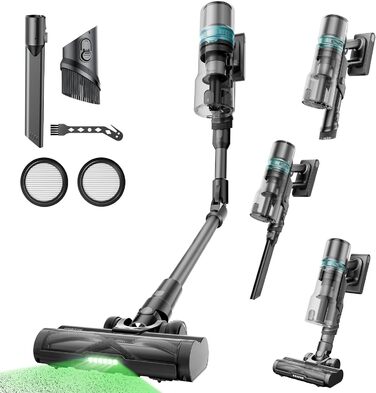 Бездротовий пилосос Proscenic P11 Ultra: потужний, легкий, з акумулятором 50 хвилин, сенсорний екран, антизаплутування, для дому, авто та видалення шерсті тварин (сірий)