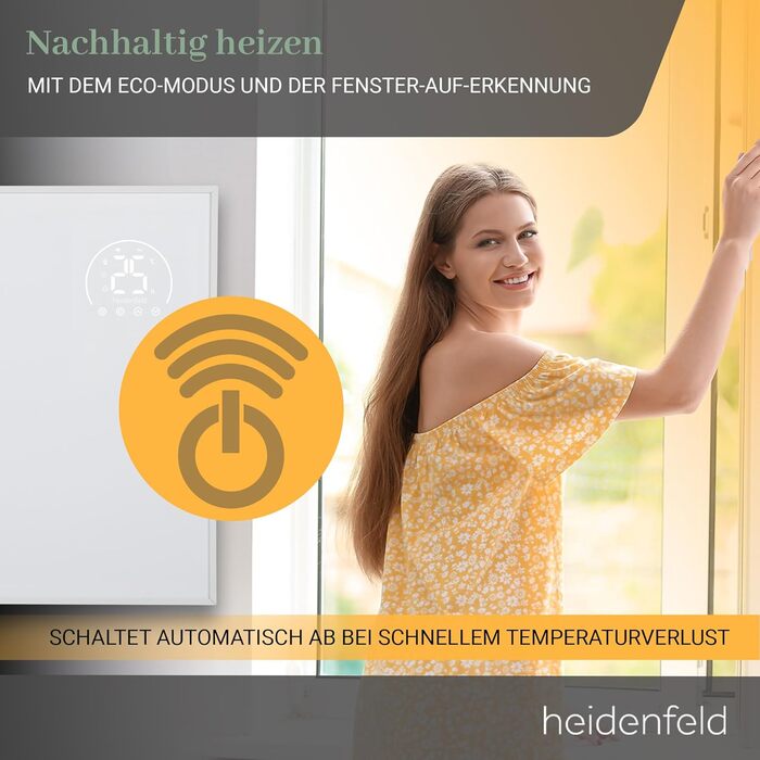 Інфрачервовий обігрівач Heidenfeld HF-HP140 | 300 Вт | 10 м² | 3-в-1: Керування через додаток, пульт, сенсорна панель | Модель HF-HP140