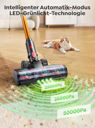 Бездротовий акумуляторний пилосос 50KPA/600W з подовжуваним шлангом 1м, стійка підставка, автоматичний режим, насадка проти ковтунів, багаторівнева фільтрація для килимів/твердих поверхонь/автомобіля