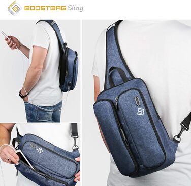 Рюкзак BoostBag One - міський рюкзак Boostboxx для ноутбука/ноутбука до 15,6 дюймів, Ipad, планшета та мобільного телефону, ідеально підходить для школи, університету, бізнесу чи роботи, сірий (BoostBag Sling (синій))