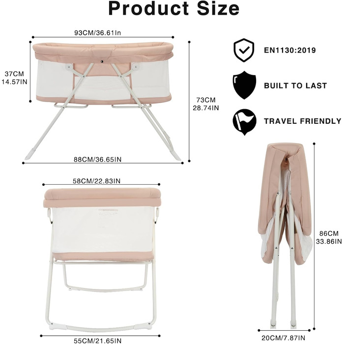 В-1 дитяче ліжко та колиска, розкладне туристичне ліжко з матрацом, люлька для новонароджених (хакі), 2-