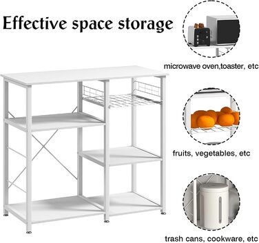 Стелаж кухонний Sogesfurniture з підставкою для мікрохвильової печі, чорний & горіх, 90x40x83 см