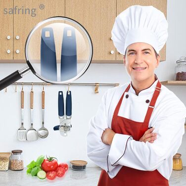 Відкривачка для консервів ручна, з нержавіючої сталі, з зручною ручкою, гостра клинка, гладка кромка, з функцією відкривання пляшок (Блакитна)