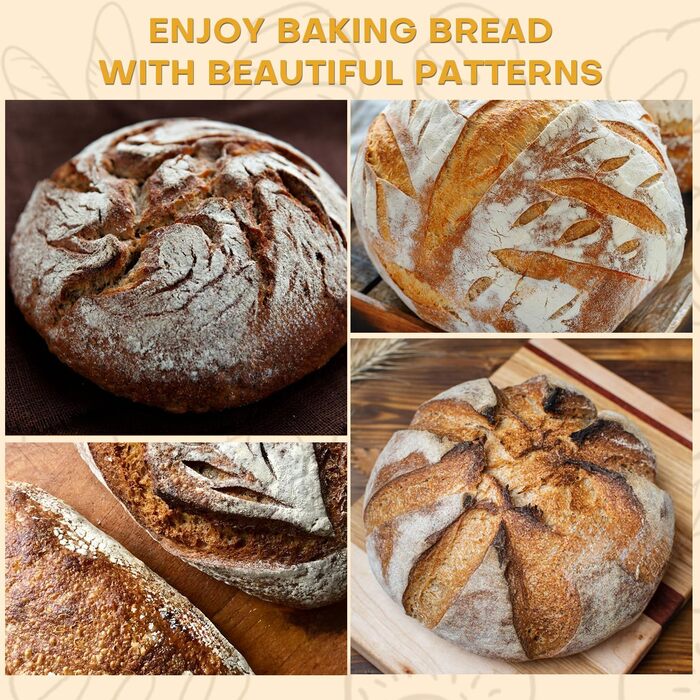 Набір для приготування закваски: кошик для бродіння (Banneton), скляна тара, ніж для хліба (Bread Lame), скребок для тіста, скребок-лопатка та силіконовий хлібний гребінець