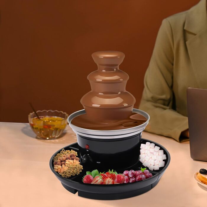 Шоколадний фонтан Biniliubi трирівневий, чорний, з підігрівом, з нержавіючої сталі, для фруктів, тортів, вечірок, свят