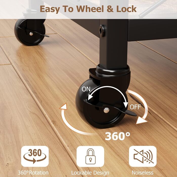 Сервізний візок HAUSPROFI з 3 рівнями, на колесах, для кухні та бару, сірий, з полицями для вина, сталевий каркас, індустріальний дизайн