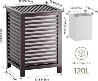 SMIBUY Кошик для білизни з бамбука з кришкою для зберігання одягу, іграшок та рушників (горіх, коричневий)