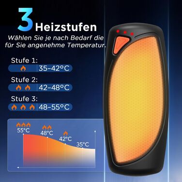 Електричні грілки для рук Lepwings 2 шт. з зарядним кейсом, 14000 mAh, багаторазові, двосторонній нагрів, 3 режими, USB-зарядка, для активного відпочинку взимку, чорний