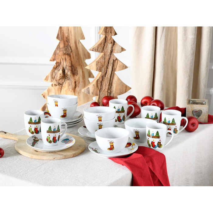 CreaTable Набір посуду Luna, 18 предметів для 6 осіб: серія, порцеляна, для сніданку, безпечний у мийці та мікрохвильовці