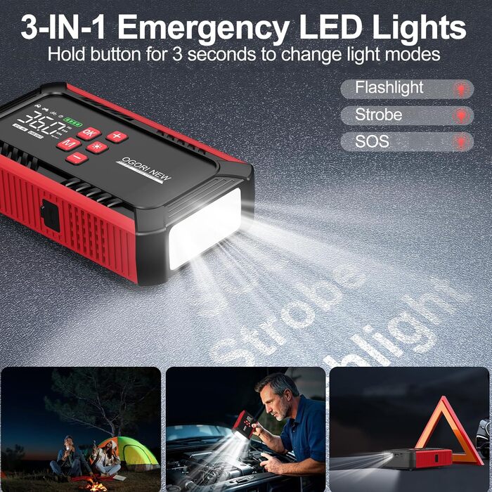 Powerbank для авто з компресором 150PSI, 7000A, 12V, 8L/10L (бензин/дизель), LED-ліхтарик